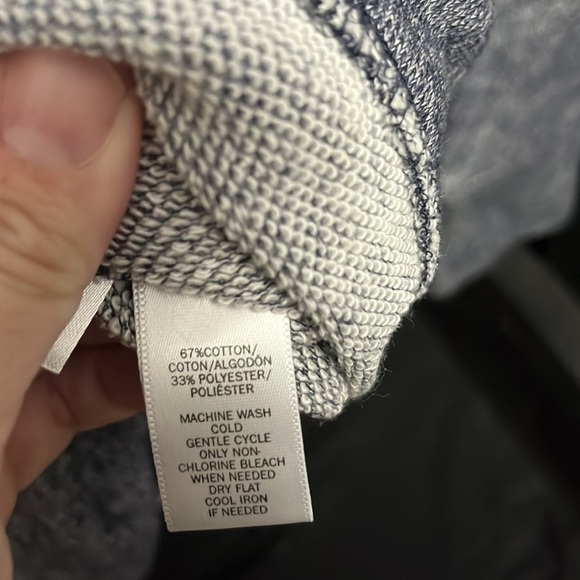 Loft- navy blue and white long length shirt with crewneck and zippers on… - Picture 6 of 6